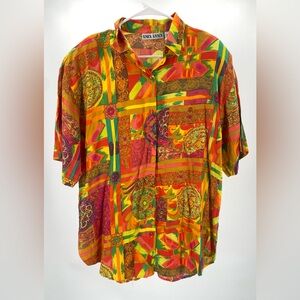 Knick Knack womens button down colorful blouse, vintage size Large‎